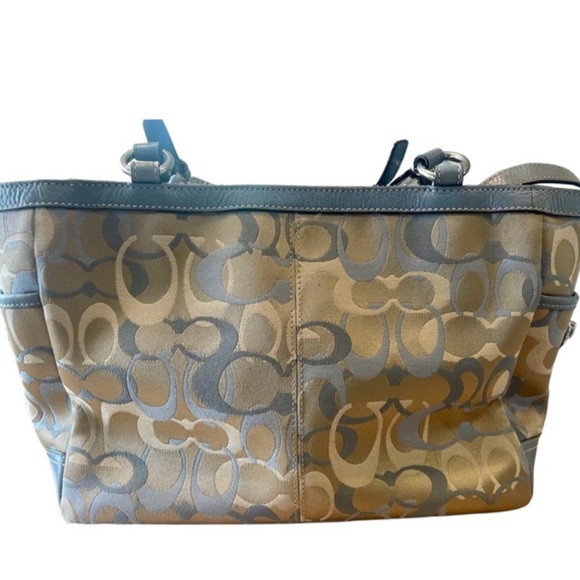 Coach Blue and Tan Handbag - Picture 3 of 10